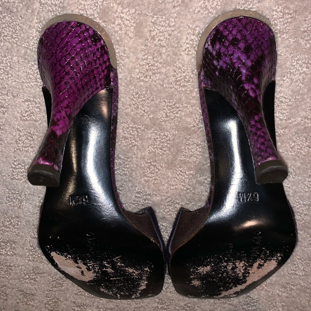 Purple fur snakeskin Donald Pliner slides - Picture 6 of 9